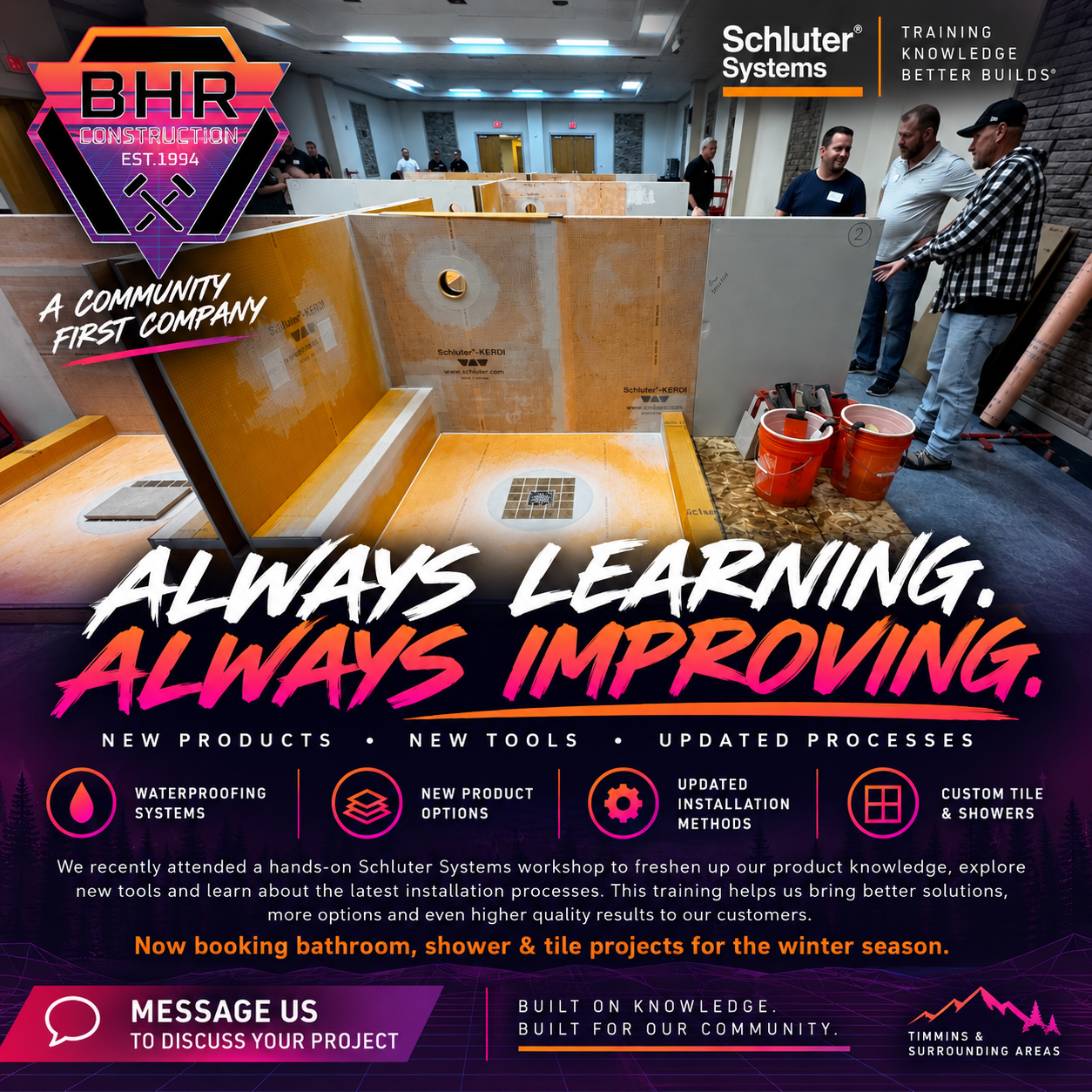 BHR Construction continuing education and Schluter training