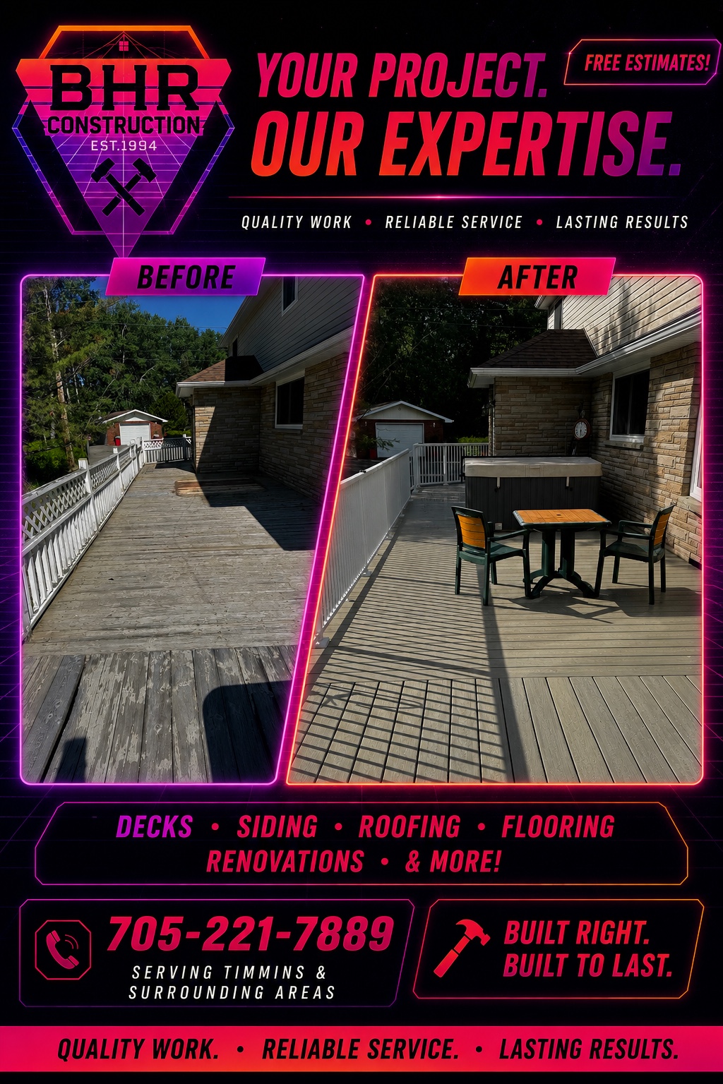 BHR Construction deck before and after transformation